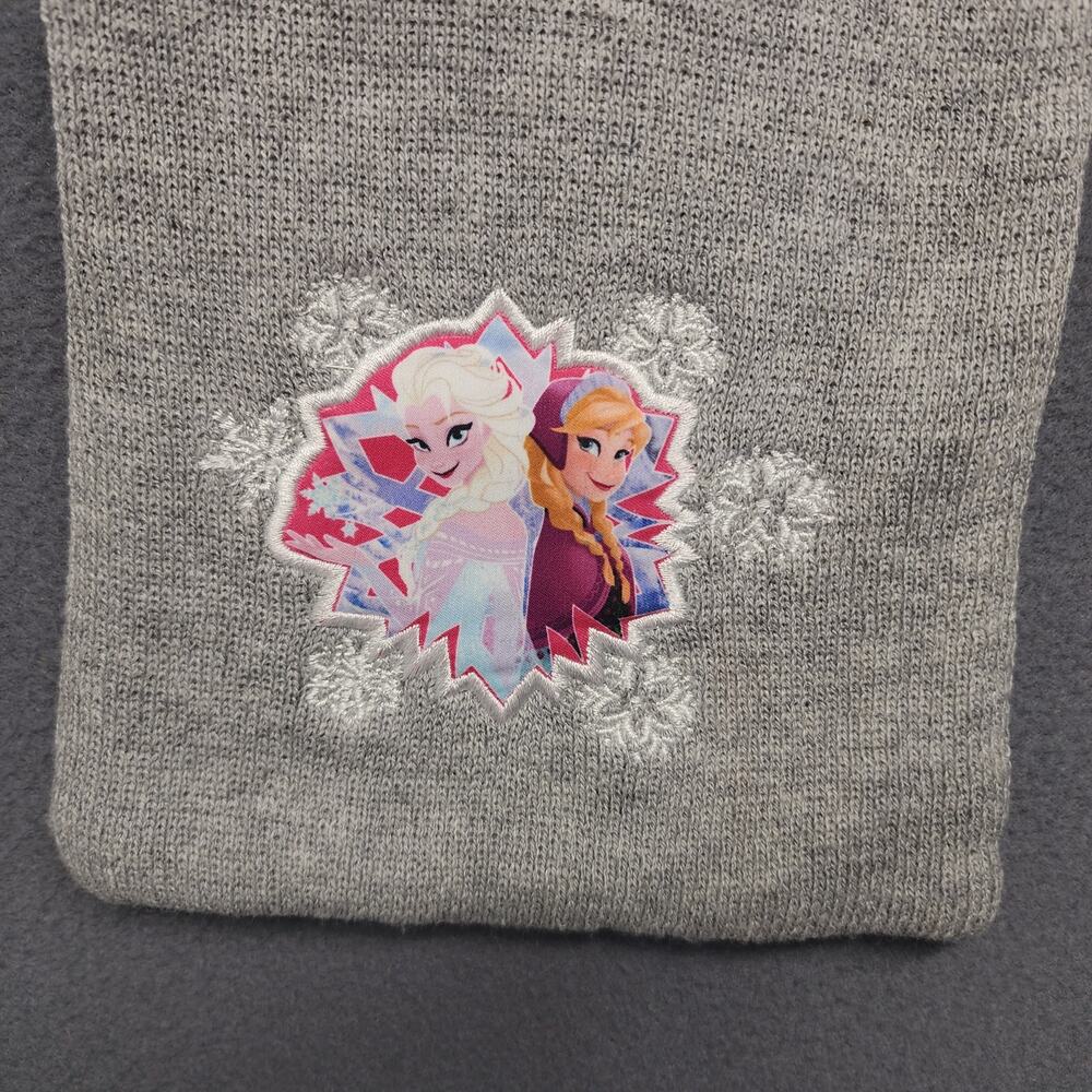 Disney Frozen Girls Scarf Anna and Elsa Grey Knit ~52" - Picture 2 of 6